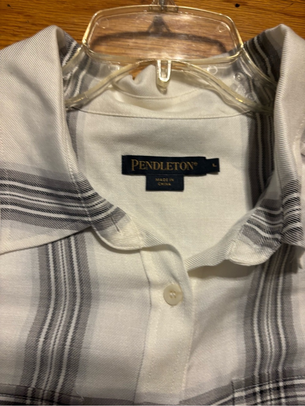 Pendleton Cream and Gray Plaid Button-Up Shirt - Picture 8 of 8